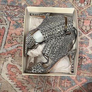 Loeffler Randall. snake skin tie heels.